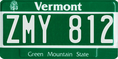 VT license plate ZMY812