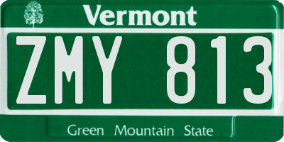 VT license plate ZMY813