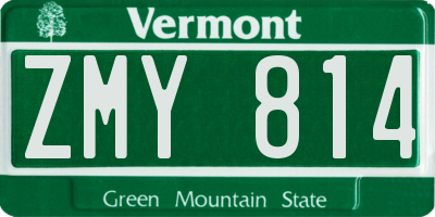 VT license plate ZMY814