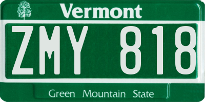 VT license plate ZMY818