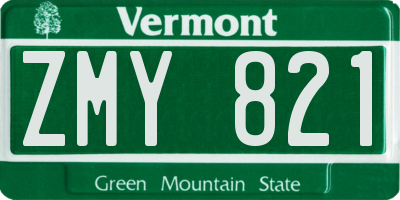 VT license plate ZMY821