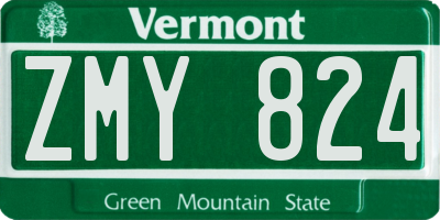 VT license plate ZMY824