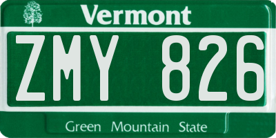 VT license plate ZMY826