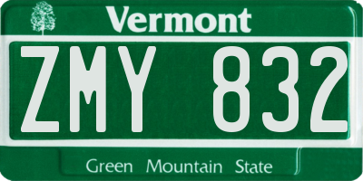 VT license plate ZMY832