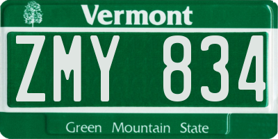 VT license plate ZMY834