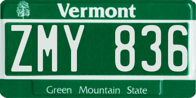 VT license plate ZMY836