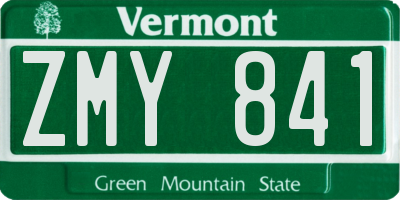 VT license plate ZMY841