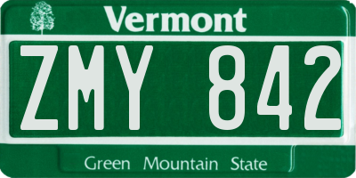 VT license plate ZMY842