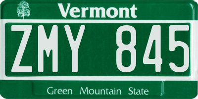 VT license plate ZMY845
