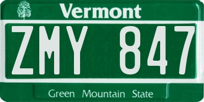 VT license plate ZMY847