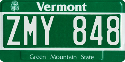VT license plate ZMY848