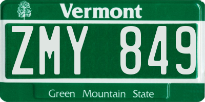 VT license plate ZMY849