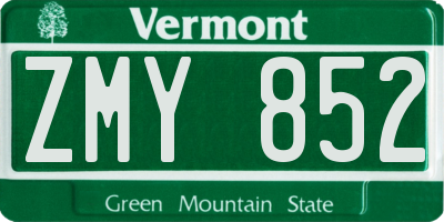 VT license plate ZMY852