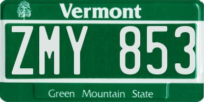 VT license plate ZMY853