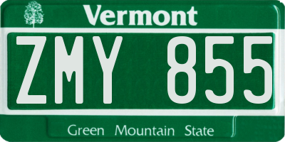 VT license plate ZMY855