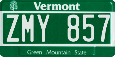 VT license plate ZMY857