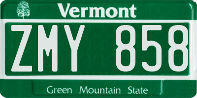 VT license plate ZMY858