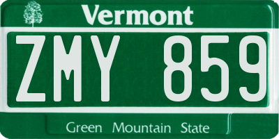 VT license plate ZMY859