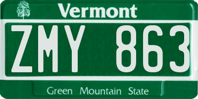 VT license plate ZMY863