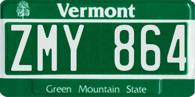 VT license plate ZMY864