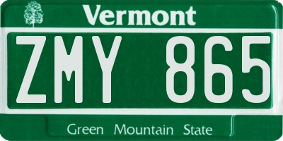 VT license plate ZMY865