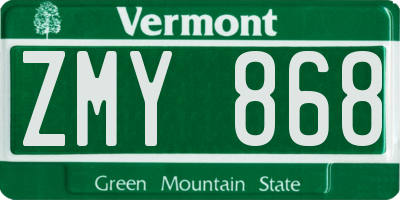 VT license plate ZMY868