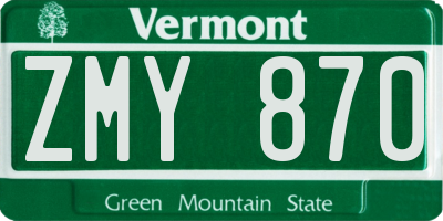 VT license plate ZMY870