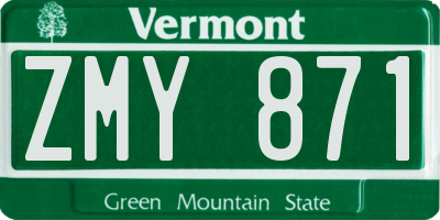 VT license plate ZMY871