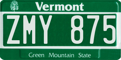 VT license plate ZMY875