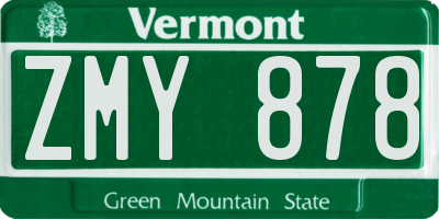 VT license plate ZMY878