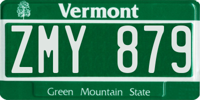 VT license plate ZMY879