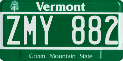 VT license plate ZMY882
