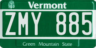 VT license plate ZMY885