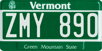 VT license plate ZMY890