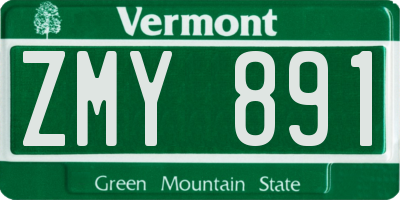 VT license plate ZMY891