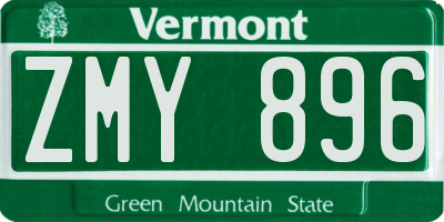 VT license plate ZMY896