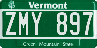 VT license plate ZMY897