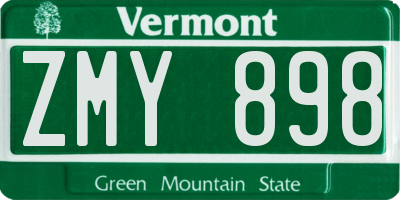 VT license plate ZMY898