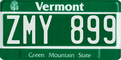 VT license plate ZMY899