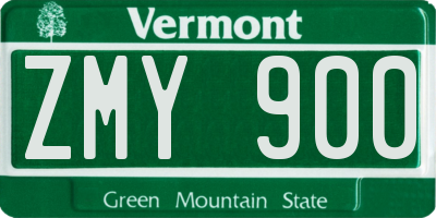 VT license plate ZMY900