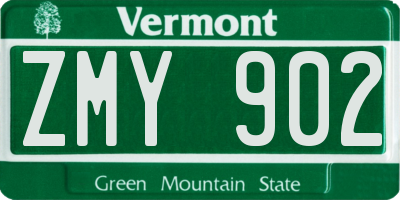 VT license plate ZMY902