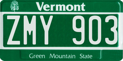VT license plate ZMY903