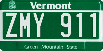 VT license plate ZMY911
