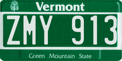 VT license plate ZMY913