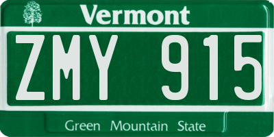VT license plate ZMY915