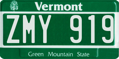 VT license plate ZMY919