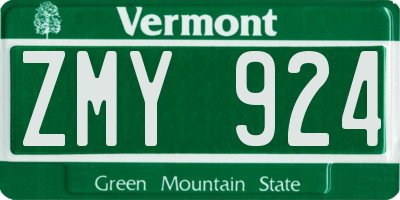 VT license plate ZMY924