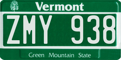 VT license plate ZMY938