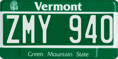 VT license plate ZMY940