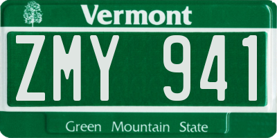 VT license plate ZMY941